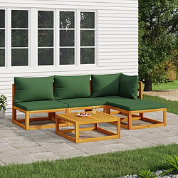 Maison Chic Salon de jardin 5 pcs + coussins - Mobilier/Meubles de jardin - Table et chaises d'extérieur vert bois massif -MN57755