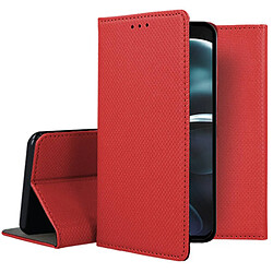 Htdmobiles Housse pour Motorola Moto G14 - etui coque pochette portefeuille + film ecran - ROUGE MAGNET