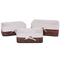 Decoshop26 Lot de 3 paniers de rangement salle de bain maquillage en bamboo marron 04_0003009