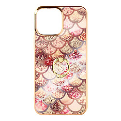 Avizar Coque iPhone 12 et 12 Pro Bi-matière avec Bague de maintien Motif écaille - rose