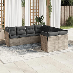 Maison Chic Salon de jardin 8 pcs avec coussins | Ensemble de Table et chaises | Mobilier d'Extérieur gris résine tressée -GKD82562