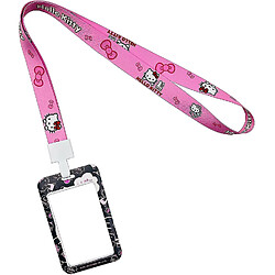 Universal Hello Kitty Lonyard avec support d'identification, longes mignonnes pour badges d'identification pour femmes et homme, porte-cordon de badge pour clés, longe kawaii, lanière d'anime, lanya rose