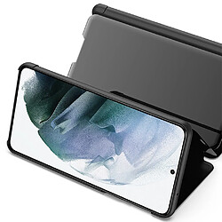 Etui en PU Surface du miroir avec support et fenêtre de visualisation noir pour votre Samsung Galaxy S21 FE