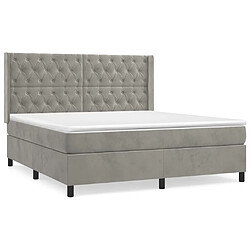 vidaXL Sommier à lattes de lit et matelas Gris clair 160x200cm Velours