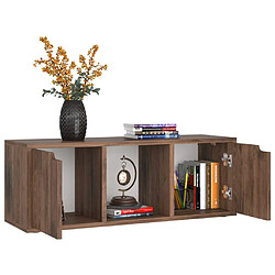 Maison Chic Meuble TV scandinave - Banc TV pour salon Chêne fumé 88,5x27,5x30,5 cm Aggloméré -MN36451 pas cher