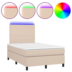 vidaXL Sommier à lattes de lit avec matelas LED Cappuccino 120x200 cm