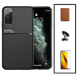 PHONECARE Kit Coque Magnetic Lux + Magentic Wallet Marron + 5D Full Cover + Support de Voiture Magnétique - Samsung Galaxy Note 20 Ultra 5G