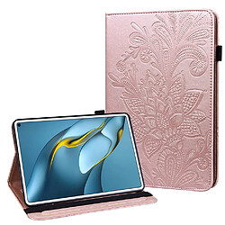 Etui en PU motif fleur couleur unie avec support or rose pour votre Huawei MatePad Pro 10.8 (2021)