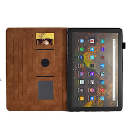 Etui en PU motif en forme de cœur avec support et porte-cartes pour votre Amazon Fire HD 10 (2021) - marron