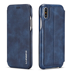 Wewoo Coque Pour iPhone X / XS Hon Ancient Series Etui en cuir avec fentes cartes & support & portefeuille Bleu