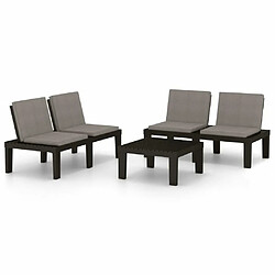 Maison Chic Salon de jardin 3 pcs + coussins - Mobilier/Meubles de jardin - Table et chaises d'extérieur Plastique Gris -MN15704