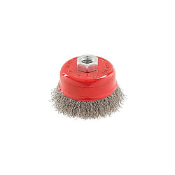 Brosse boisseau fils d'acier inox D. 75 mm M14 - 298755 - Silverline