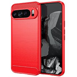 Htdmobiles Coque pour Google Pixel 9 Pro XL - housse etui silicone gel carbone + verre trempe - ROUGE