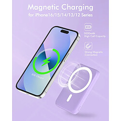 Avis SANAG Batterie Externe Avec Mag-Safe, 5000Mah Batterie Externe Induction, Mini Power Bank Magnetique Sans Fil 20W Pd Charge Rapide Avec Type-C Pour Iphone16/15/14/13/12/Plus/Pro/ /Mini-Violet