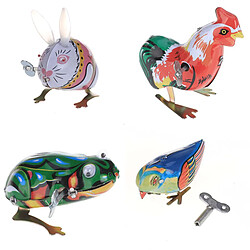 Jouet Mécanique Ancien Métal Lapin Poussin Grenouille Oiseau Collection Cadeaux pour Enfants