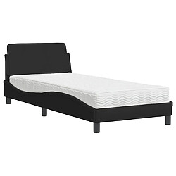 Vidaxl Lit avec matelas noir 90x200 cm tissu