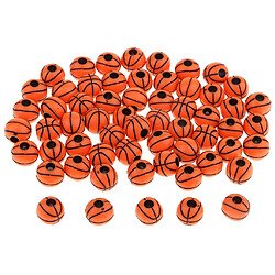 60 perles de basket-ball de sport en résine perles rondes artisanat fournitures orange