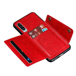 Wewoo Coque Rigide Pour Galaxy A90 5G Etui de protection magnétique antichoc PU + TPU avec fentes cartes Rouge pas cher