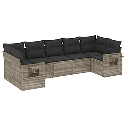 vidaXL Salon de jardin avec coussins 7 pcs gris clair résine tressée