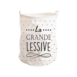 Sudtrading Panier à linge "Grande lessive" - 40 x 50cm - blanc