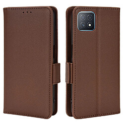 Etui en PU tissu antichoc, magnétique, texture litchi avec support, marron pour votre Oppo A72 5G/A73 5G