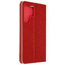 Avizar Étui pour Samsung Galaxy S23 Ultra Porte-carte et Support vidéo Rouge et Doré