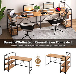 Avis Helloshop26 Bureau d'angle réversible avec étagère rangement table ordinateur en forme L avec bibliothèque 148 x 100 x 90 cm noir naturel 20_0004826