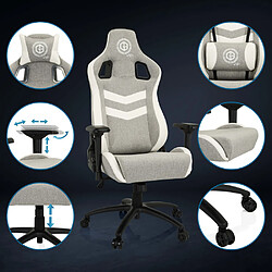 Chaise de gaming / Chaise de bureau GAMEBREAKER SX 05 Tissu / Similicuir gris / blanc hjh OFFICE pas cher