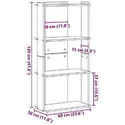 vidaXL Bibliothèque à 3 niveaux noir 60x30x120 cm bois d'ingénierie pas cher