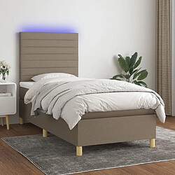 Maison Chic Lit adulte- Lit + matelas,Sommier à lattes de lit et matelas et LED Taupe 80x200 cm Tissu -GKD37869