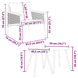 vidaXL Ensemble de meubles de balcon 4 pcs avec coussins acier noir pas cher