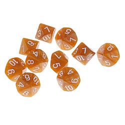 Avis 10 pièces en plastique 10 faces d10 d10 pour le jeu de barre de jeu accessoire jaune