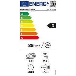 Lave-vaisselle 60cm 14 couverts 43db inox - HFC3C33WX - HOTPOINT ARISTON