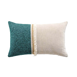 Douceur D'Interieur Coussin déhoussable COAST - Polycoton finition tissé et jute - 30 x 50 cm - Ecru et bleu