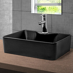 ML DESIGN MODERN LIVING Lavabo en céramique noir mat vasque à poser pour salle de bain 490x365x140 mm