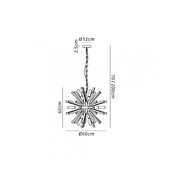 Luminaire Center Suspension 10 ampoules Fumé,Brun oxydé