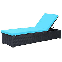 Maison Chic Chaise longue avec coussin | Bain de soleil Relax | Transat Résine tressée Noir -GKD90212