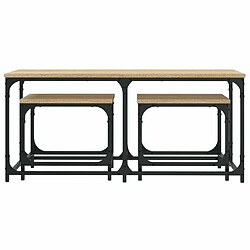 Acheter Maison Chic Ensemble de 3 Tables basses gigognes,Table Console pour salon chêne sonoma bois d'ingénierie -MN37730