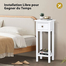 Acheter Helloshop26 Table d'appoint bouts de canapé avec tiroir et étagère aucun assemblage petite table haute étroite pour chambre salon entrée 35 x 30 x 80 cm blanc 20_0005203