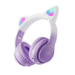 General Casque sans fil, modes de musique EQ casque sans fil avec microphone, casque léger pliable stéréo HiFi, basses profondes pour téléphone portable de bureau à domicile(Violet)