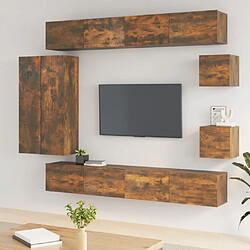 Maison Chic Ensemble de meubles TV 8 pcs | Banc TV Moderne pour salon | Meuble de Rangement - Chêne fumé Bois d'ingénierie -MN80673