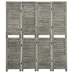 vidaXL Cloison de séparation 4 panneaux Gris 143x166 cm Bois solide