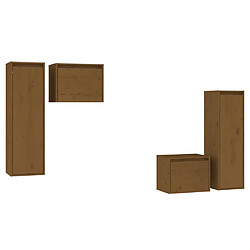 Maison Chic Meubles TV 4 pcs pour salon Marron miel Bois massif de pin -MN15210