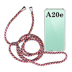 Coque Transparente Suspendue Corde Rouge Bordeaux et Bleue pour Samsung Galaxy A20e