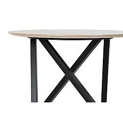 Pegane Table d'appoint en bois et métal coloris naturel noir - diamètre 65 x hauteur 49 cm