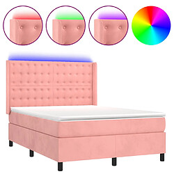 vidaXL Sommier à lattes de lit matelas et LED Rose 140x190 cm Velours