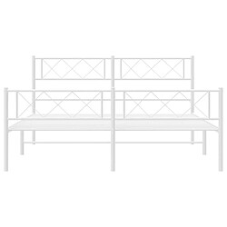 Acheter Maison Chic Lit adulte - Lit simple Cadre de lit métal avec tête de lit/pied de lit,Structure du lit Contemporain pour chambre blanc 140x190cm -MN73386