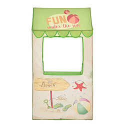 Helloshop26 Cabane pour les enfants motif de cabane de plage 120 cm vert beige 03_0001185