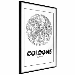 Paris Prix Affiche Murale Encadrée City Map Cologne Round 20 x 30 cm Noir