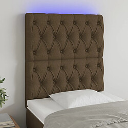 Maison Chic Tête de lit scandinave à LED,meuble de chambre Marron foncé 80x7x118/128 cm Tissu -MN60873